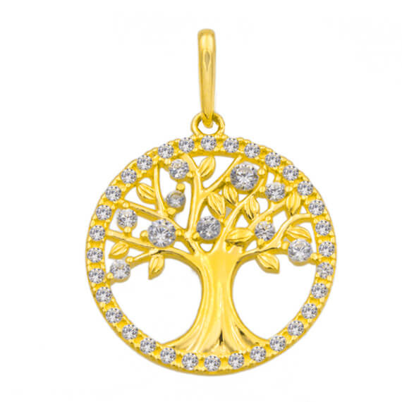 colgante oro &aacute;rbol de la vida circonitas